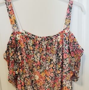 Cold shoulder flutter sleeve blouse